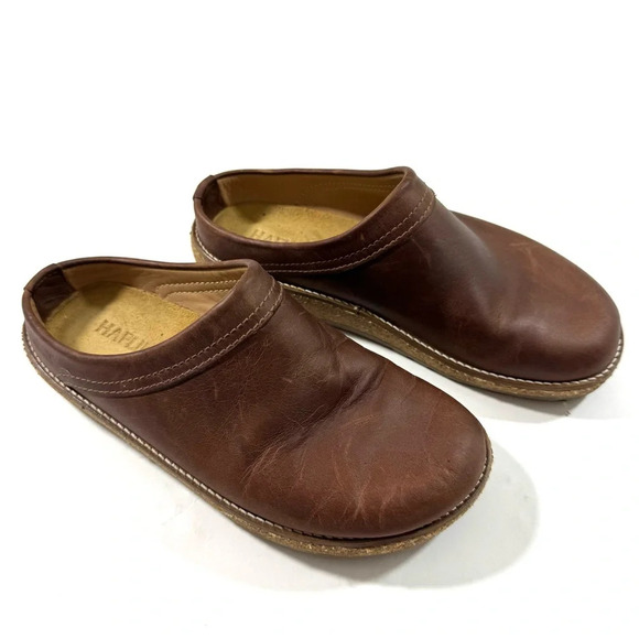 Haflinger Malmo Leather Clog Shoe Slip On Brown - Picture 1 of 8